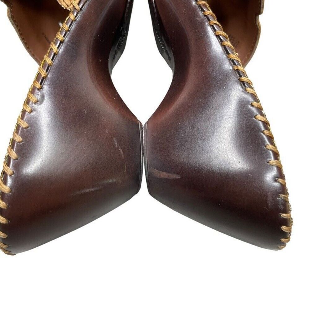 Isotoner Brown Leather Braided Detail Slip On Wedge Heel Sandals Slides Size 8.5 - Picture 10 of 12